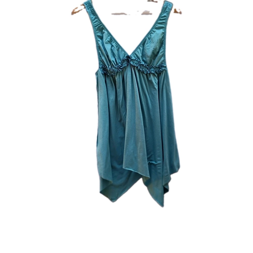 Rampage Babydoll Blue Ruffle Strap Bow Slip Relaxed Handkerchief Hem Vintage M